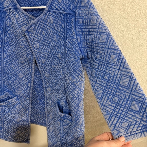 Lucky Women's Blue Quilted Geometric Patterned Jacket Size Medium Boho - Picture 4 of 5